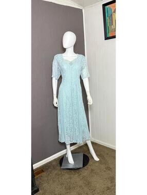 1990's Lace and Chiffon Maxi Dress from Nostaligia size Large Pastel Boho Dress